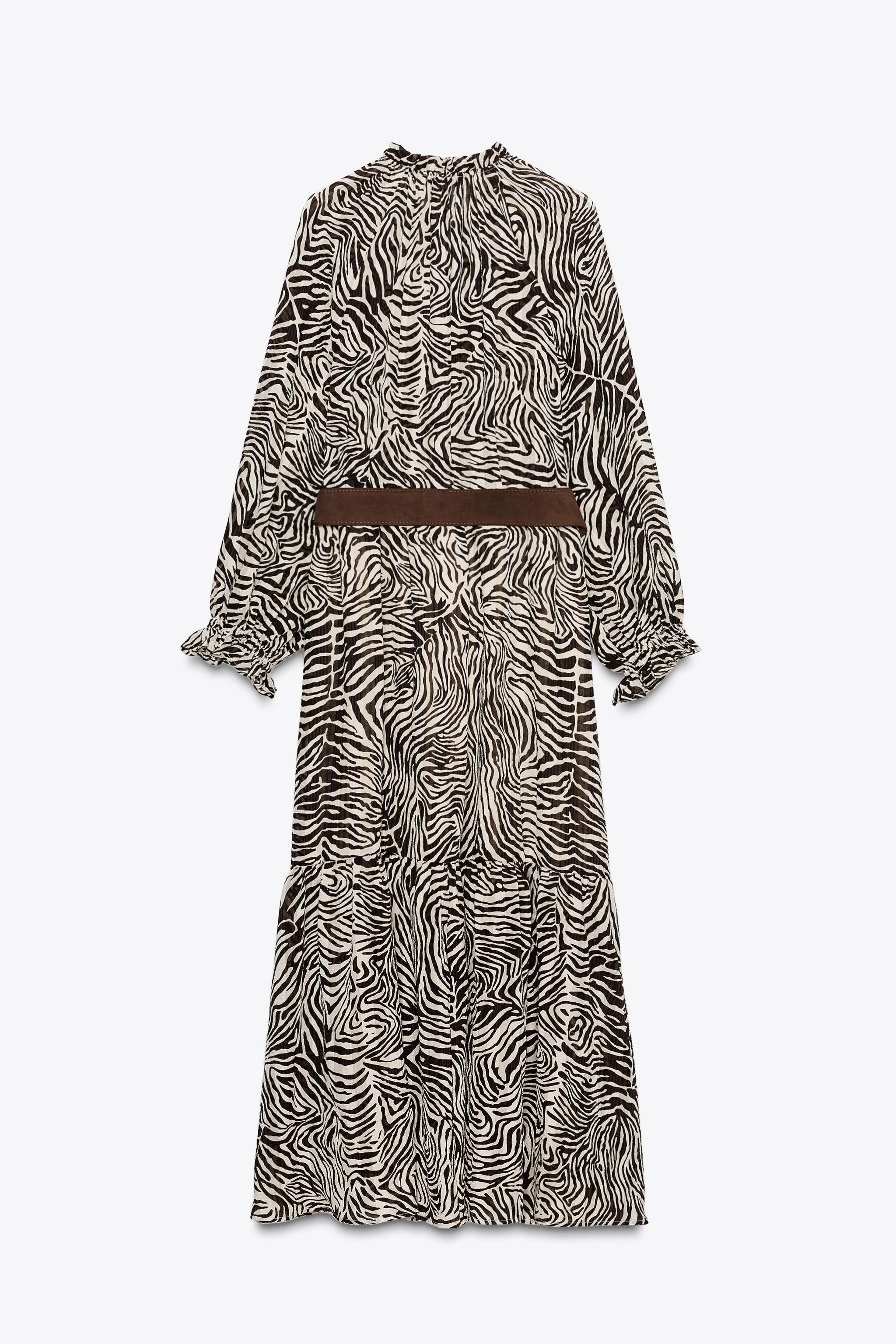 ANIMAL PRINT BELTED DRESS